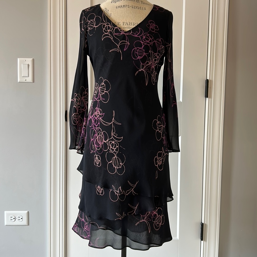 Vintage Jones New York Silk Floral Sketch Dress